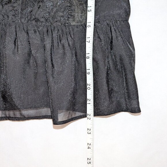 Express | Black Lace Organza Short Sleeve Peplum Top | Size Small - Picture 13 of 13